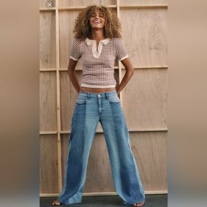 AE Dreamy Drape Low-Rise Ultra Wide-Leg Jean Two Tone